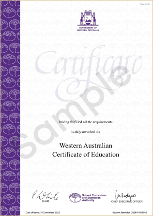 WACE Certificate